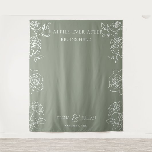 Tenture Rose vert olive moderne Backdrops Mariage (Devant)