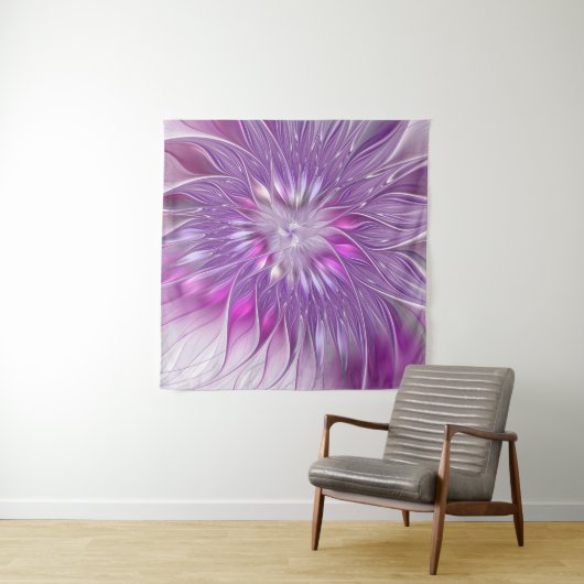 Tenture Rose violet passion Fleur Art Abstrait Fractal (En situation)