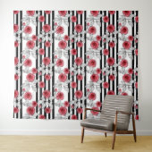 Tenture Roses aquarelle (En situation (horizontale))