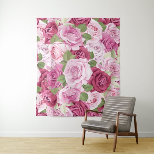 Tenture Roses aquarelle 10 (En situation)