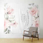 Tenture Roses Aquarelle Rose Foncé Accessoire de Mariage (En situation (horizontale))