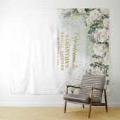 Tenture Roses blanches romantiques Eucalyptus Douche nupti (En situation (horizontale))