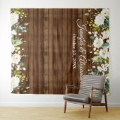 Tenture Roses blanches Verdure Mariage Photo Booth fond (En situation (horizontale))