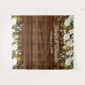 Tenture Roses blanches Verdure Mariage Photo Booth fond (Devant (Horizontal))