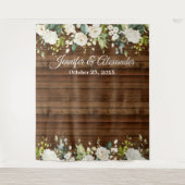 Tenture Roses blanches Verdure Mariage Photo Booth fond (Devant)