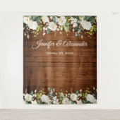 Tenture Roses blanches Verdure Mariage Photo Booth fond (Devant)