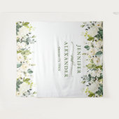 Tenture Roses blanches Verdure Mariage Photo Booth fond (Devant (Horizontal))