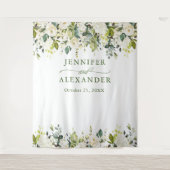 Tenture Roses blanches Verdure Mariage Photo Booth fond (Devant)