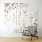 Tenture Roses Cœurs 50e Anniversaire de Mariage (En situation (horizontale))