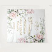 Tenture Roses Cœurs 50e Anniversaire de Mariage (Devant (Horizontal))