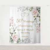 Tenture Roses coeurs pour les 50 ans de mariage (Devant)