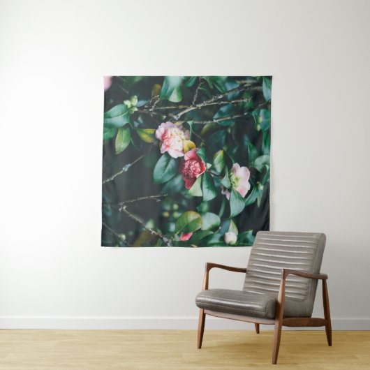 TENTURE ROSES DANS LE JARDIN (En situation (horizontale))