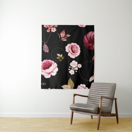 Tenture Roses d'aquarelle 32 (En situation)