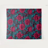 Tenture Roses en rouge et bleu (Devant (Horizontal))