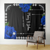 Tenture Roses Et Diamants Bleus Romantiques Fond De Photo (En situation (horizontale))