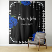 Tenture Roses Et Diamants Bleus Romantiques Fond De Photo (En situation)