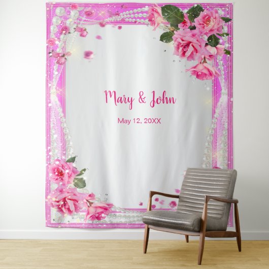 Tenture Roses Et Perles Roses Roses Roses Et Mariages (En situation)