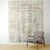 Tenture Roses Fleurs Blanches de Mariage Toile de Fond (En situation)
