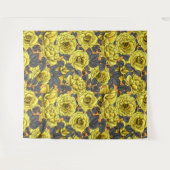 Tenture Roses jaunes avec feuilles gris sur orange (Devant (Horizontal))