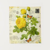 Tenture Roses jaunes et papillon (Devant)
