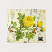 Tenture Roses jaunes et papillon (Devant (Horizontal))