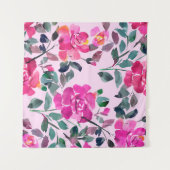 Tenture Roses opulents à l'aquarelle dessinée à la main. M (Devant (Horizontal))