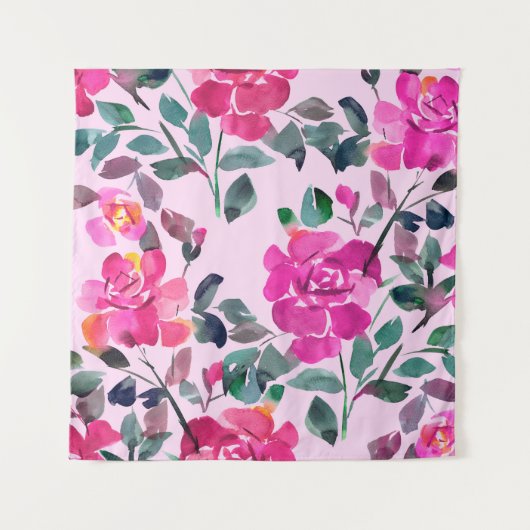 Tenture Roses opulents à l'aquarelle dessinée à la main. M (Devant)