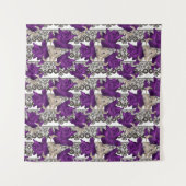 Tenture Roses rétro, violet (Devant (Horizontal))