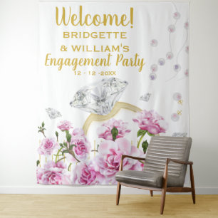 Tenture Roses roses roses Perles Fiançailles anneau