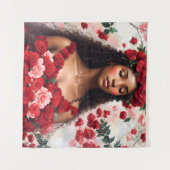 Tenture Roses Rouges Belle Black Woman Art (Devant (Horizontal))