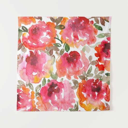 Tenture Roses rouges défraîchies, motif sans couture. (Devant)