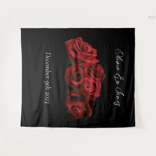 Tenture Roses rouges Noir blanc (Devant (Horizontal))