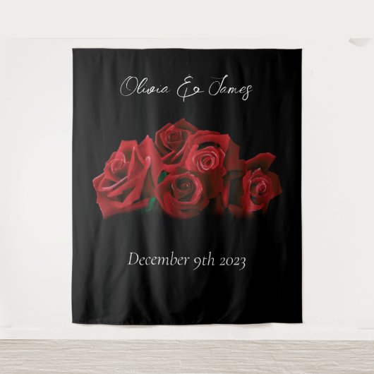 Tenture Roses rouges Noir blanc (Devant)