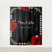 Tenture Roses Rouges Romantiques Et Diamants Fond De Photo (Devant)