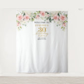 Tenture Roses rustiques rose rousse eucalyptus 30e anniver (Devant)