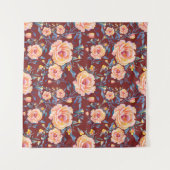 Tenture Roses, sans soudure, motif arrière - plan rouge (Devant (Horizontal))