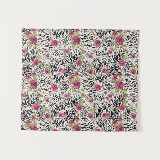 Tenture Roses sur le motif animal (Devant (Horizontal))