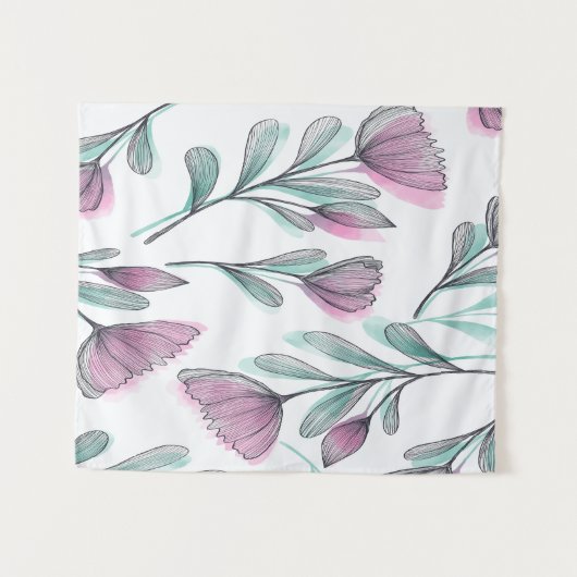 Tenture Roses violets (Devant (Horizontal))