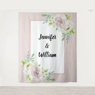 Tenture Rosewood Mauve Clair Aquarelle Rose Fleurie Mariag