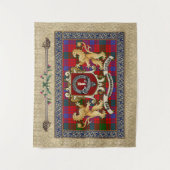 Tenture Ross Clan Badge & Tartan avec Lions (Devant)