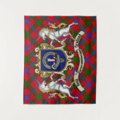 Tenture Ross Clan Badge & Unicorns avec Tartan (Devant)