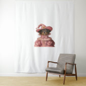 Tenture Rottweiler Chiot habillé en sorcière rose - Cute H (En situation)