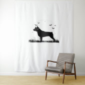 Tenture Rotweiler Chien - Halloween Lune Silhouette Oversi (En situation)