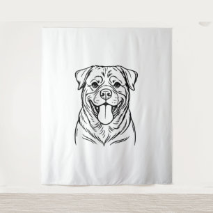 Tenture Rotweiler Chien Line Art - ligne d'art minimaliste