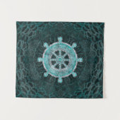 Tenture Roue de Dharma - argent et turquoise de (Devant (Horizontal))
