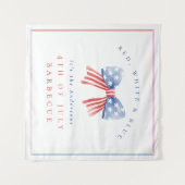 Tenture Rouge Blanc Bleu 4 juillet Barbecue Aquarelle Bow (Devant (Horizontal))