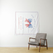 Tenture Rouge Blanc Bleu 4 juillet Barbecue Aquarelle Bow (En situation (horizontale))