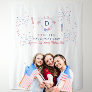 Tenture Rouge Blanc & Bleu Toile de fond de réunion du 4