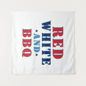 Tenture Rouge Blanc et BBQ Drôle 4 juillet (Devant (Horizontal))