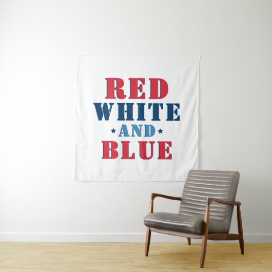 Tenture Rouge blanc et bleu 4 juillet (En situation)